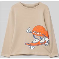 Name It Comfort Fit Langarmshirt mit Motiv-Print Modell 'MOTIS' in Sand, Größe 92 von name it