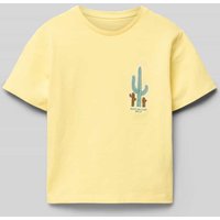 Name It Regular Fit T-Shirt mit Stitching Modell 'HELMUT' in Hellgelb, Größe 116 von name it