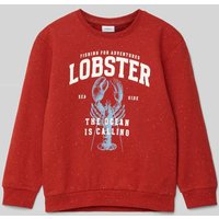 Name It Sweatshirt mit Motiv- und Statement-Print Modell 'FABIAN' in Dunkelrot, Größe 92 von name it