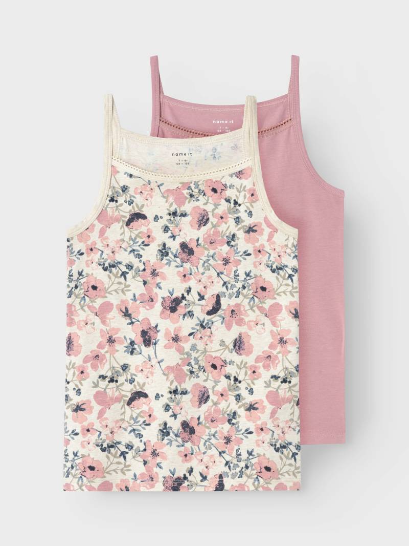 Name It Unterhemd "NKFSTRAP für Mädchen mit floralem Print im 2er-Pack", 2 Stk. bedruckt, casual, regular fit, Baumwollmischung, Rundhals von name it