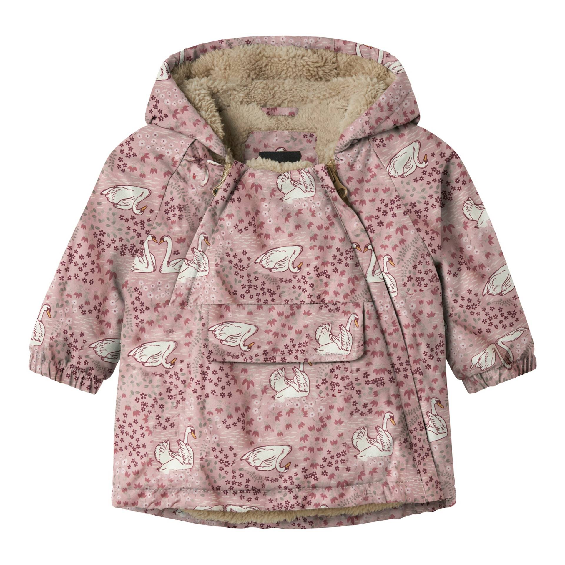 Name It Winterjacke mit Kapuze Plüschfutter Schwäne von name it