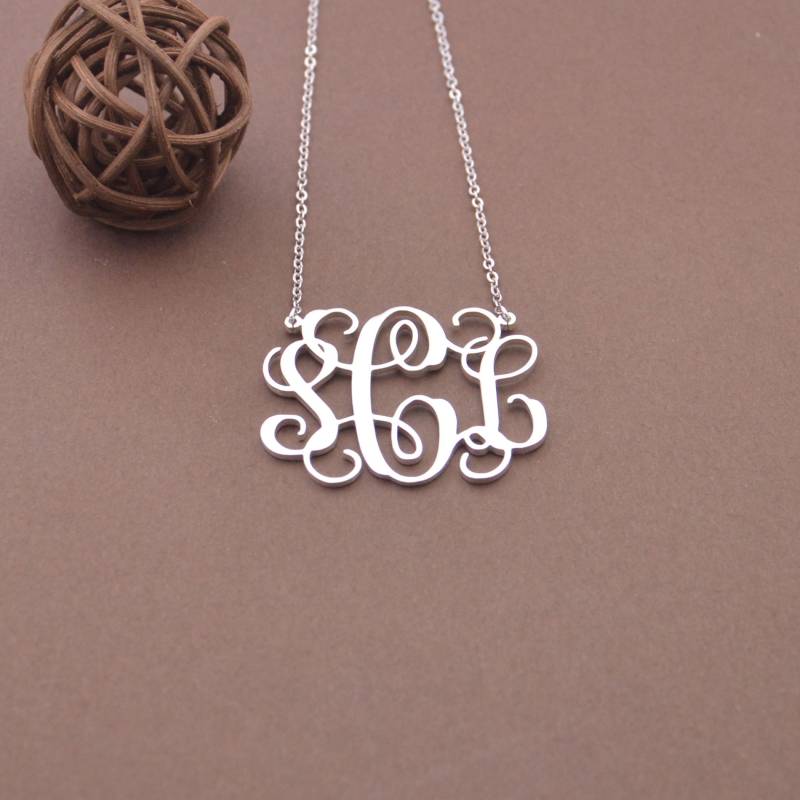 925 Sterling Silber Monogramm Halskette-Silber Initialen Halskette-Beliebige Initialen-Personalisiertes Geschenk von nameJewelry