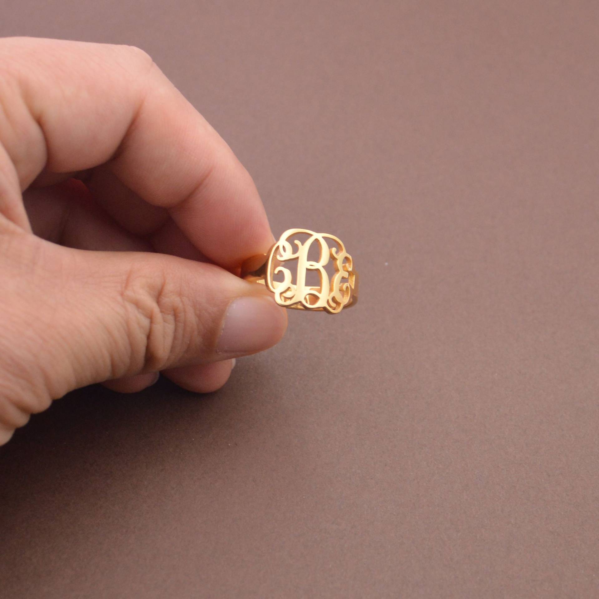 Monogramm Initialen Ring-sterling Silber Ring Vergoldet-Personalisiertes Geschenk Für Mama, Frauen von nameJewelry