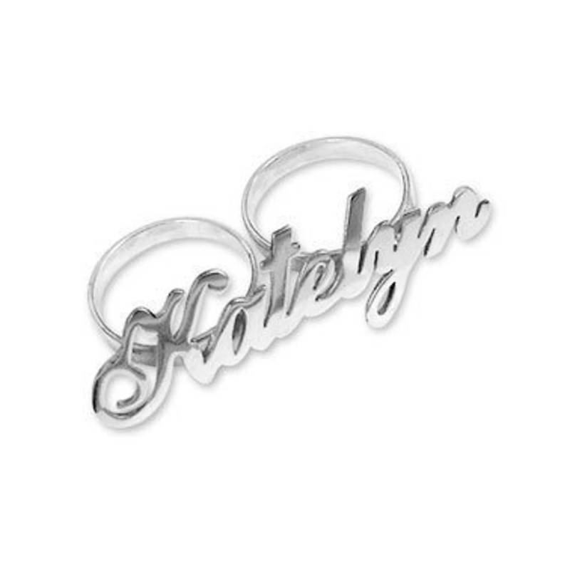 Personalisierter Sterling Silber Zwei-Namensring, Personalisierter Schmuck von nameJewelry