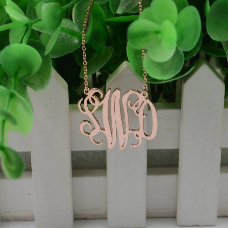 Rosegold Monogramm Halskette, Personalisierter Anfangsschmuck von nameJewelry
