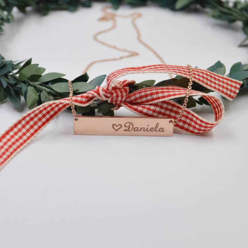 Rose Gold Name Bar Halskette-Personalisierte Weihnachtsgeschenk Für Frauen von nameJewelry