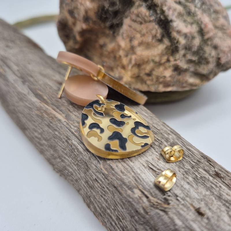 1 Paar Ohrringe - Gold Leo Perlmutt Leicht Gute Laune Mit 3D Aufdruck von namensklang