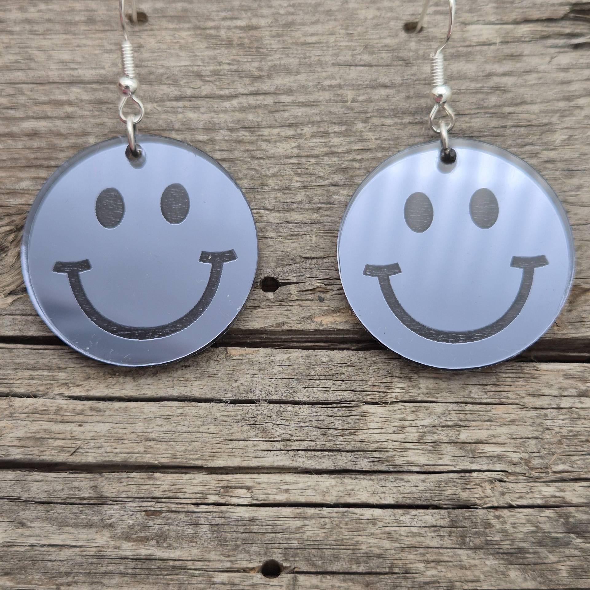 Ohrringe - Freundliche Gesichter Runde Augen Anthrazit Spiegel Leichte Acryl Gute Laune Statement von namensklang