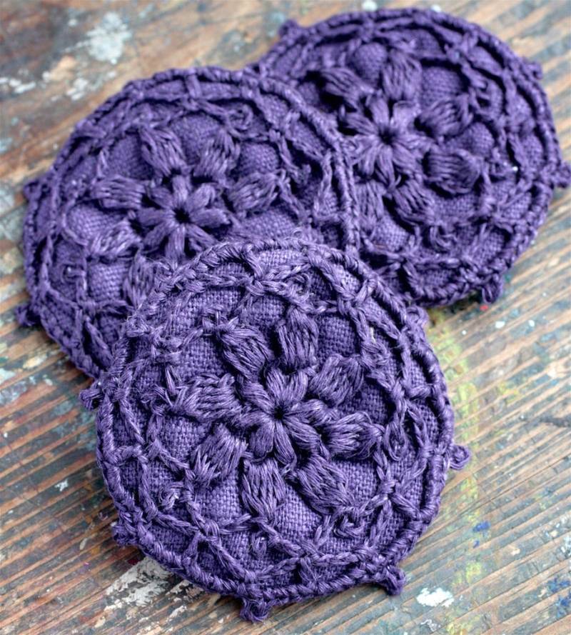 Leinen-Häkeln Motiv Brosche - Abzeichen von namolio