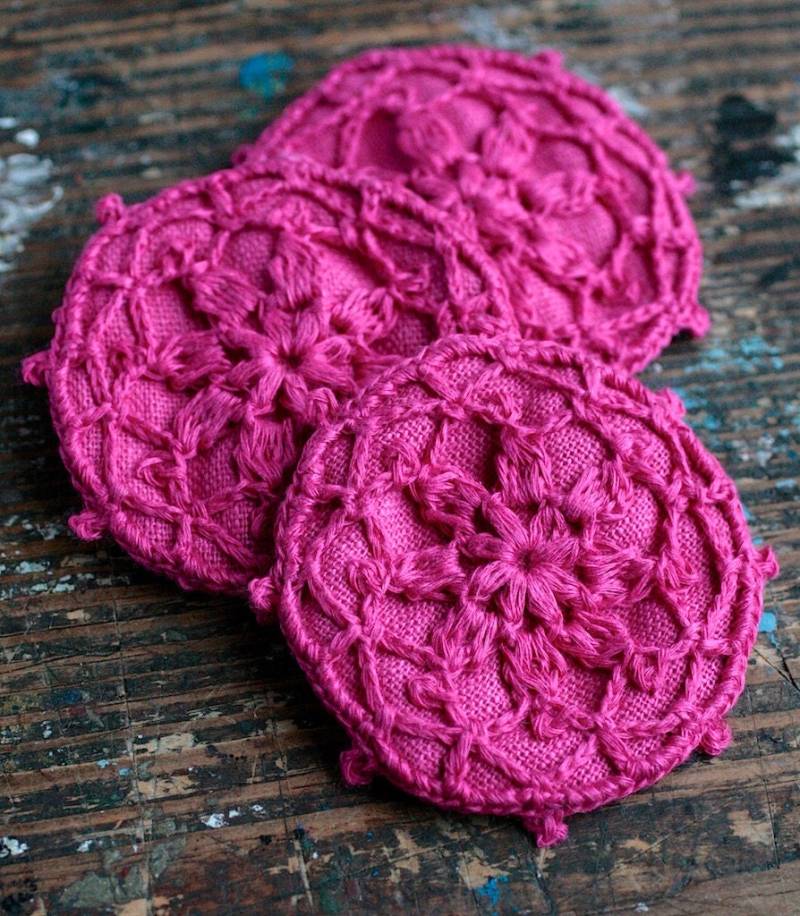 Leinen-Häkeln Motiv Brosche - Abzeichen von namolio