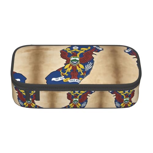 Federmäppchen, Motiv: New Jersey-Flagge mit Adlermuster, großes Fassungsvermögen, ästhetischer Schreibwaren-Organizer mit Reißverschluss von nanger