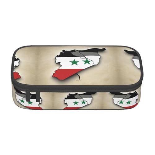 nanger Federmäppchen, Motiv: Flagge Syrien, Arabische Republik, Map02, großes Fassungsvermögen, ästhetischer Schreibwaren-Organizer mit Reißverschluss von nanger