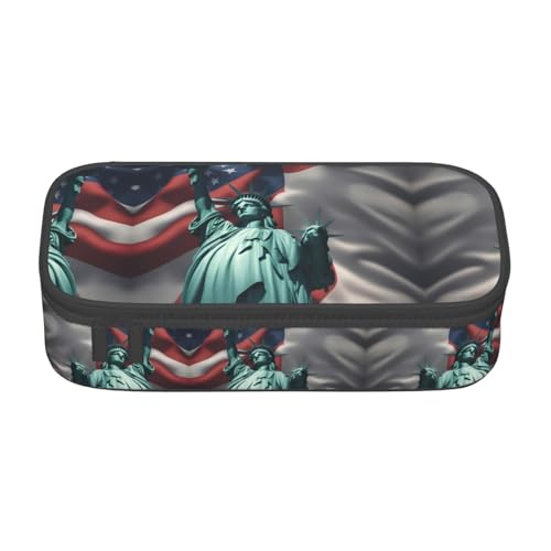 nanger Federmäppchen, Motiv: Freiheitsstatue, großes Fassungsvermögen, ästhetischer Schreibwaren-Organizer mit Reißverschluss, Schwarz, Talla única, Art Eeco von nanger