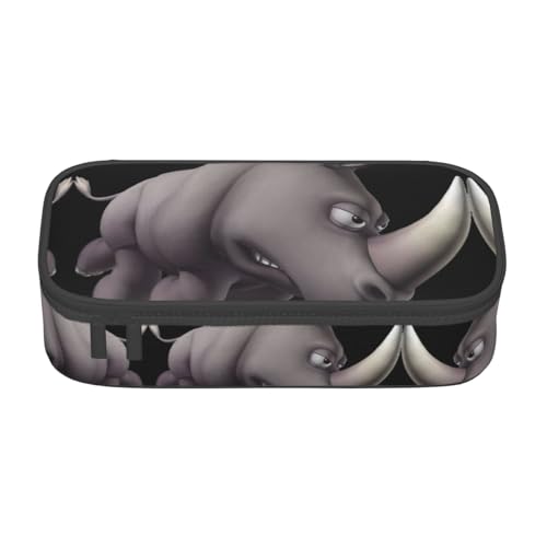 nanger Federmäppchen mit Aufdruck "Angry Rhino", großes Fassungsvermögen, ästhetischer Schreibwaren-Organizer mit Reißverschluss von nanger