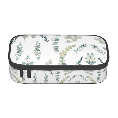 nanger Federmäppchen mit Eukalyptusblättern, großes Fassungsvermögen, ästhetischer Schreibwaren-Organizer mit Reißverschluss von nanger
