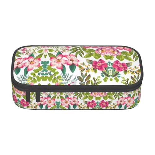 nanger Federmäppchen mit Hibiskusblumen-Aufdruck, großes Fassungsvermögen, ästhetischer Schreibwaren-Organizer mit Reißverschluss von nanger