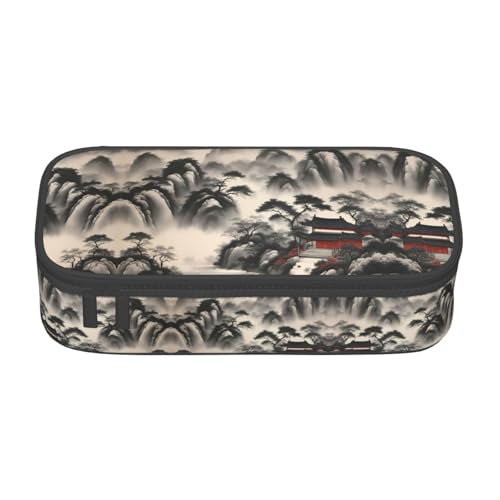 nanger Federmäppchen mit Landschaftsmalerei, großes Fassungsvermögen, ästhetischer Schreibwaren-Organizer mit Reißverschluss von nanger