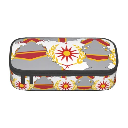 nanger Federmäppchen mit Nordmazedonien-Flagge, Map01, großes Fassungsvermögen, ästhetischer Schreibwaren-Organizer mit Reißverschluss von nanger