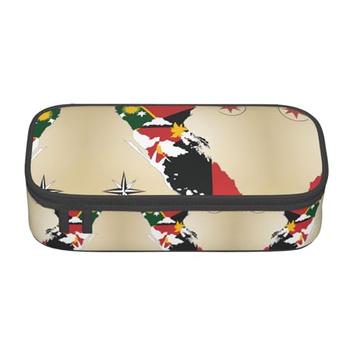 nanger Federmäppchen mit Papua-Neuguinea-Flagge, Map02, großes Fassungsvermögen, ästhetischer Schreibwaren-Organizer mit Reißverschluss von nanger