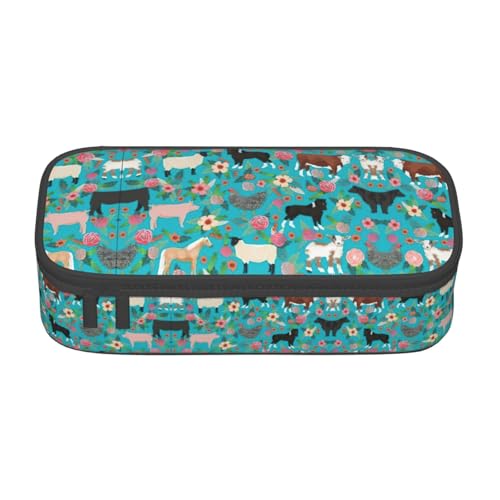 nanger Federmäppchen mit Schaf-Aufdruck, großes Fassungsvermögen, ästhetischer Schreibwaren-Organizer mit Reißverschluss von nanger