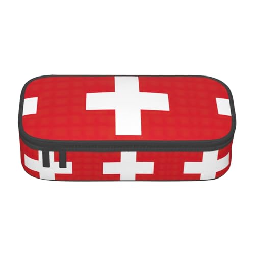 nanger Federmäppchen mit Schweizer Flagge, großes Fassungsvermögen, ästhetischer Schreibwaren-Organizer mit Reißverschluss von nanger