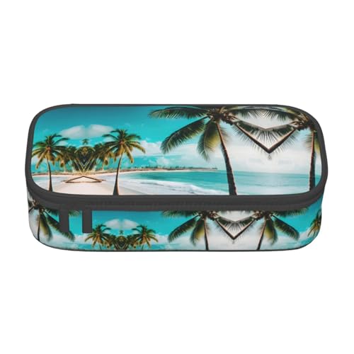 nanger Federmäppchen mit Strandpalmen-Druck, großes Fassungsvermögen, ästhetischer Schreibwaren-Organizer mit Reißverschluss von nanger