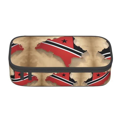 nanger Federmäppchen mit Trinidad und Tobago-Flagge, Map01, großes Fassungsvermögen, ästhetischer Schreibwaren-Organizer mit Reißverschluss von nanger