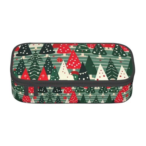nanger Federmäppchen mit Weihnachtsbäumen-Motiv, großes Fassungsvermögen, ästhetischer Schreibwaren-Organizer mit Reißverschluss von nanger