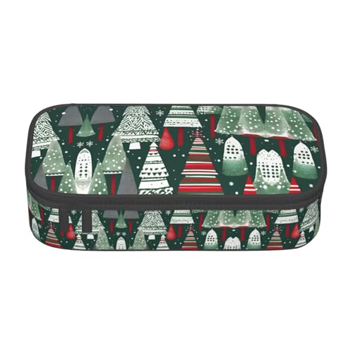nanger Federmäppchen mit Weihnachtsbäumen-Motiv, großes Fassungsvermögen, ästhetischer Schreibwaren-Organizer mit Reißverschluss von nanger