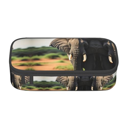 nanger Federmäppchen mit afrikanischem Elefanten-Druck, großes Fassungsvermögen, ästhetischer Schreibwaren-Organizer mit Reißverschluss von nanger