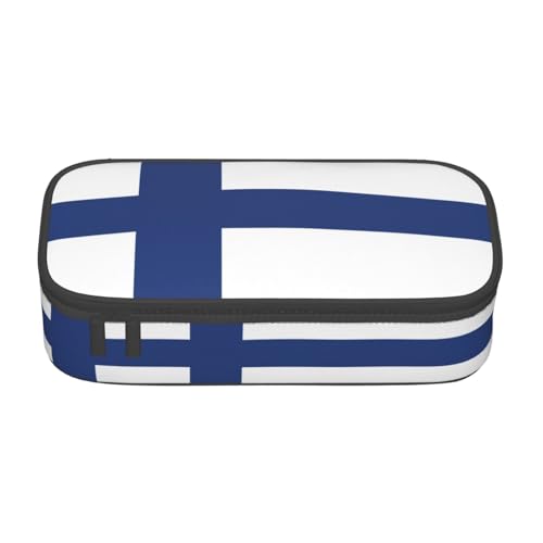 nanger Federmäppchen mit finnischer Flagge, großes Fassungsvermögen, ästhetischer Schreibwaren-Organizer mit Reißverschluss von nanger