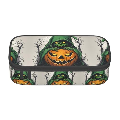 nanger Federmäppchen mit grünem Geist, Horror, Halloween, Kürbis, großes Fassungsvermögen, ästhetischer Schreibwaren-Organizer mit Reißverschluss von nanger