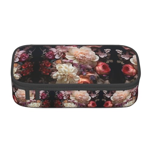 nanger Federmäppchen mit schönem Blumenmotiv, großes Fassungsvermögen, ästhetischer Schreibwaren-Organizer mit Reißverschluss von nanger