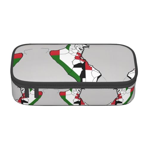 nanger Federmäppchen mit topografischer Flagge, Motiv: Staat Palästina, großes Fassungsvermögen, ästhetischer Schreibwaren-Organizer mit Reißverschluss von nanger