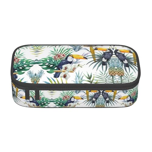 nanger Federmäppchen mit tropischen Blättern und Vögeln, großes Fassungsvermögen, ästhetischer Schreibwaren-Organizer mit Reißverschluss von nanger