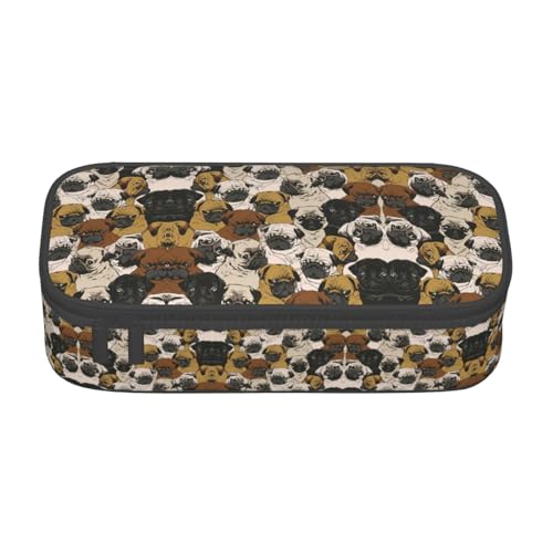 nanger Imagen De Pug Federmäppchen mit großem Fassungsvermögen, ästhetischer Schreibwaren-Organizer mit Reißverschluss von nanger