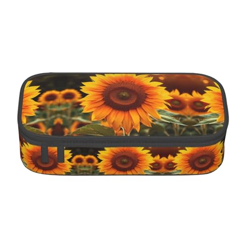 nanger Schönes Federmäppchen mit Sonnenblumen-Motiv, großes Fassungsvermögen, ästhetischer Schreibwaren-Organizer mit Reißverschluss von nanger
