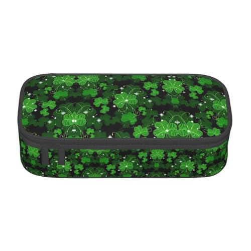 nanger St Patricks Day Federmäppchen mit Blätterdruck, großes Fassungsvermögen, ästhetischer Schreibwaren-Organizer mit Reißverschluss von nanger