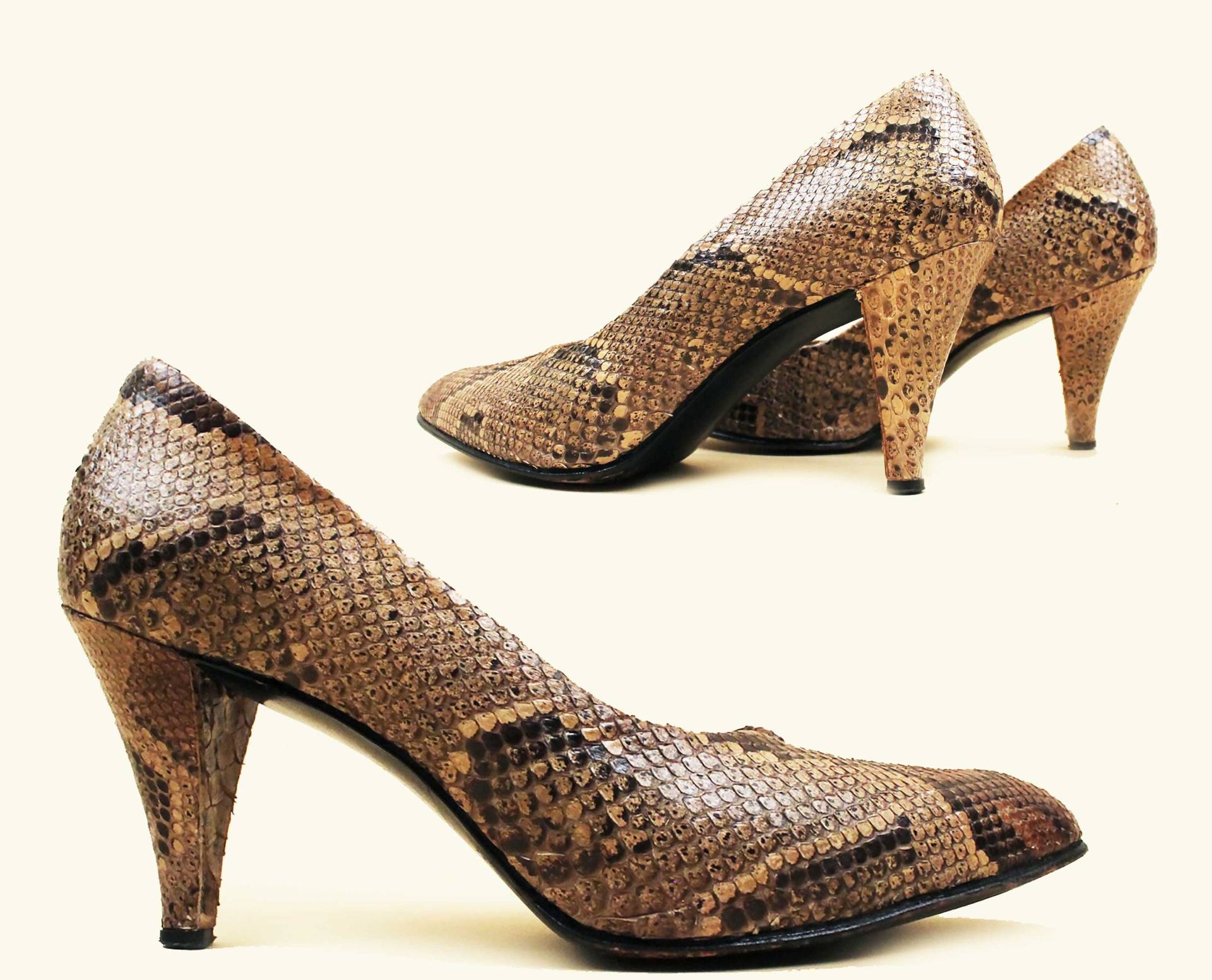 70Er 80Er Vtg Python Schlangenleder High Heel Classic Pumps Leder Damen 7, 5 Eu 38 von nanometer