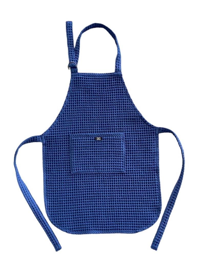 Kinderschürze Kochen Backen Kleinkind Küchenhelfer Waffelpiqué Ocean Blue Blau Dunkelblau in Vielen Verschiedenen Farben Wabenstoff von nardoniKIDS