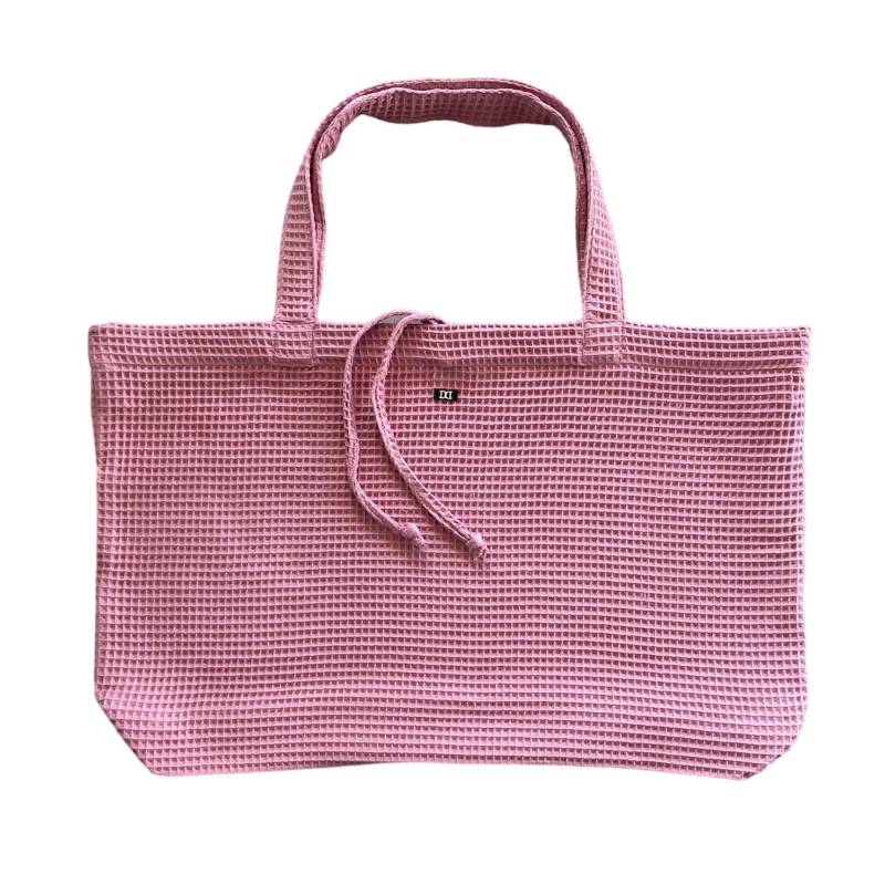 xxl Beach Bag Strandtasche Badetasche Shopper Waffelpiqué Light Berry Dunkelrosa in Vielen Verschiedenen Farben Wabenstoff Bestickung von nardoniKIDS
