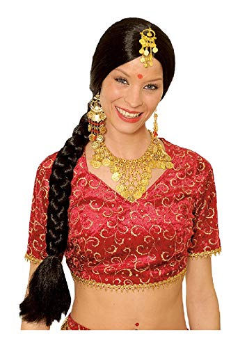 K11273901 schwarz Damen Bollywood Flamenco Spanierin Inderin Zopf Perücke von narrenkiste