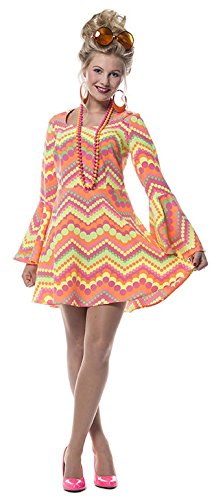 L3201153-34 kügelchen neon-pink Damen Hippie Kostüm-Kleid Gr.34 von narrenkiste