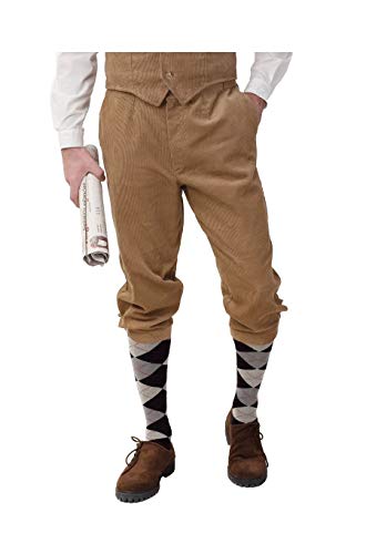 O7024-58-60 beige Cord Herren Shorts Peaky blinder Hose kurz Knickerbocker Gr.58-60 von narrenkiste