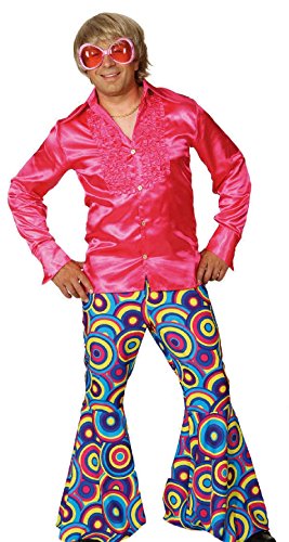 O7332-52-54 Herren Schlaghose Crazy pink-blau Discohose Gr.52-54 von narrenkiste