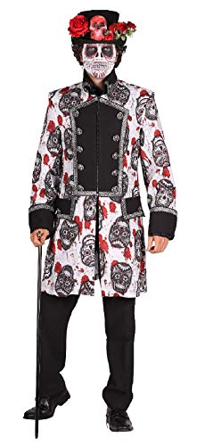 T2363-SKUB-L schwarz-weiß Gravedgger Totenkopf Herren Jacke Tag der Toten/Mexican Skull Gr.L von narrenkiste
