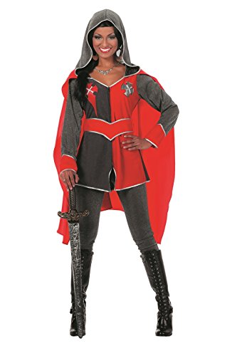 W4652-52 rot-schwarz Damen Ritterkostüm Ritterkleid Ritterlady Gr.52 von narrenkiste