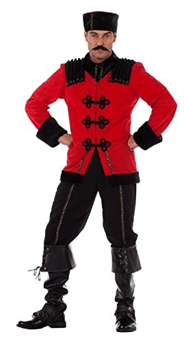 W5777-58 schwarz-rot Herren Kosakenkostüm Kosakenuniform Gr.58 von narrenkiste
