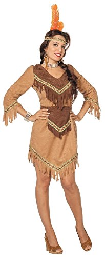 narrenkiste L3200830-48 Damen Langarm Indianerin Indianer-Kleid beige Gr.48 von narrenkiste