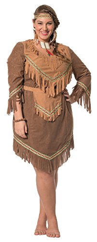 narrenkiste L3200831-40 braun Langarm Damen Indianerin Indianerkleid Gr.40 von narrenkiste